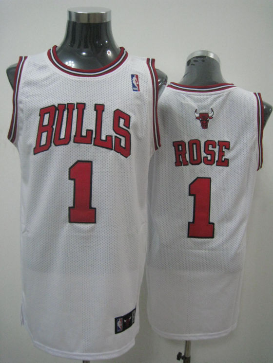 Chicago Bulls Rose White Red Jersey - Click Image to Close